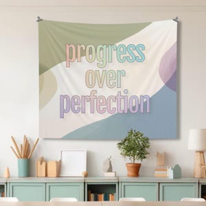 Pastel Classroom Wall Tapestry Decor, Your Best is Enough Sign for Classroom, Small Tapestry for Classroom, Motivational Classroom Tapestry