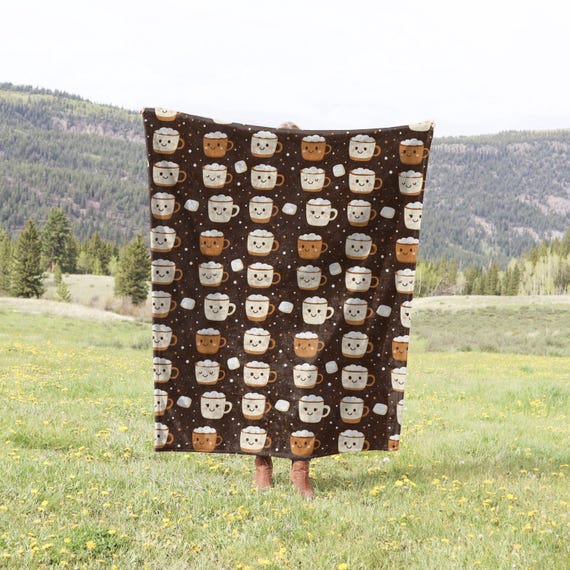 Hot Cocoa Chocolate Blanket, Hot Chocolate or Coffee Minky