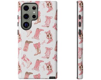 Cowgirl Phone Case, Coquette Tough Phone Case, Samsung Phone Case, Galaxy Phone, Gift for Cowgirl, Pink Cowgirl Boots, Cowgirl Aesthetic