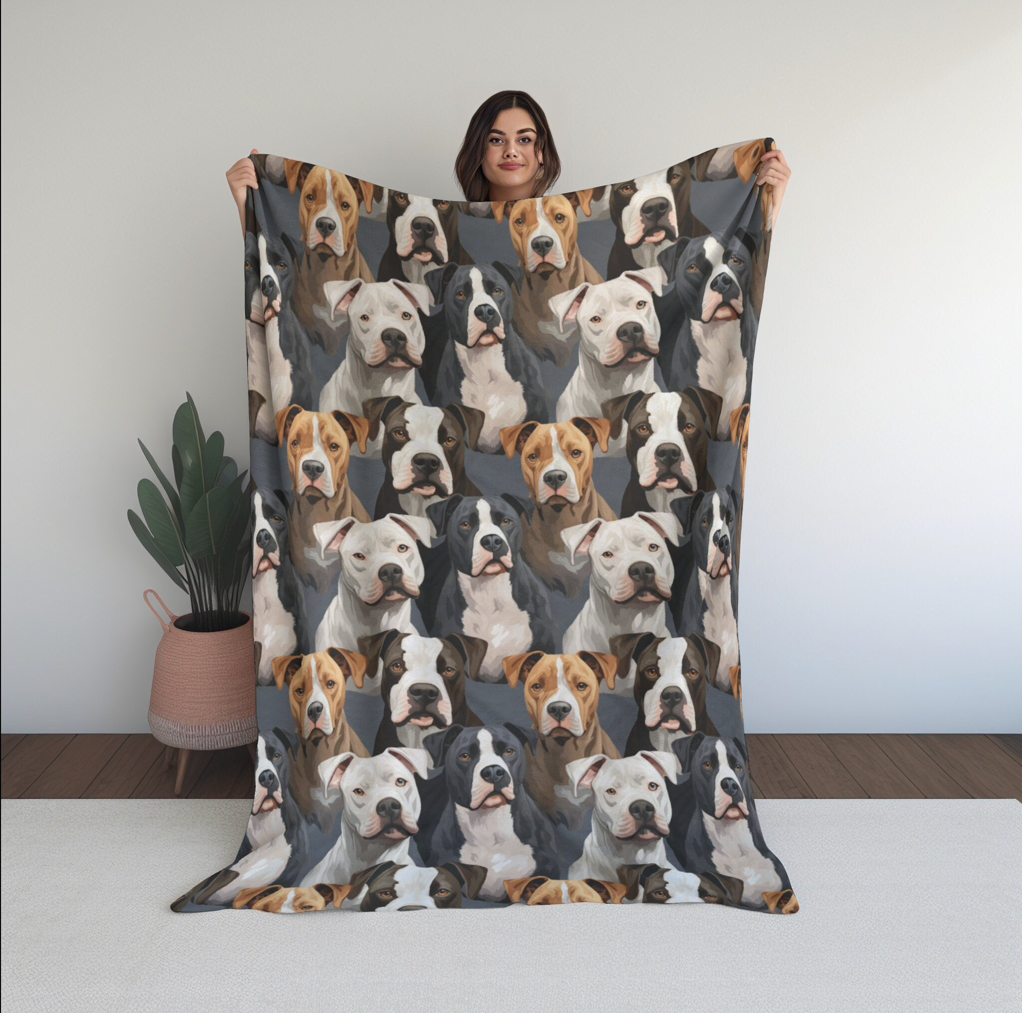 InnoBeta Pitbull Flanelldecke – Ca. 127x165 Cm – Lustiges Geschenk Für Hundemütter & -väter (Pitbull-Liebhaber)