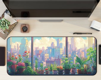 Desk Mat, Plant Lovers City Living Large Mouse Pad Green Aesthetic, Plant Desk Mat, Cute Desk Pad, Keyboard Pad, Sage Green Aesthetic