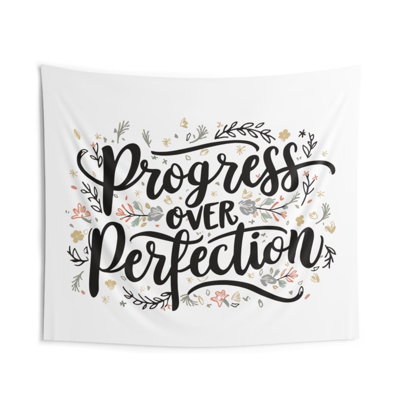 Klassenzimmer Wandteppich, Fortschritt über Perfektion, BOHO Klassenzimmer Dekor, Lehrer Dekor, Klassenzimmer Dekor, Motivationsthema, Innenwandteppich Bild 6