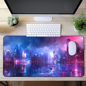 Ghostly Cyberpunk Gaming Mouse Pad XL, Gamer Desk Mat Mousepad XXL, Mini Mousepad, RGB Mousepad, Card Playmat mtg, Futuristic Cyberpunk