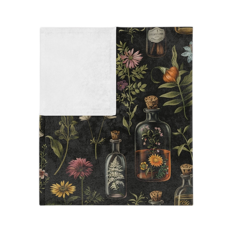 Apothecary Blanket, Cottagecore Blanket, Herbs and Spices, Apothecary Gift, Herbalist Gift, Throw Blanket Herbalist Gift, Witchy Blanket image 6