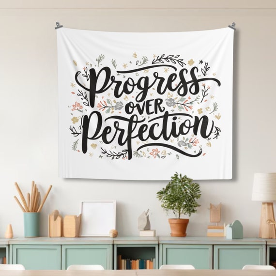 Classroom Tapestry, Progress Over Perfection, BOHO Classroom Decor, Teacher Decor, Classroom Décor, Motivational Theme, Indoor Wall Tapestry