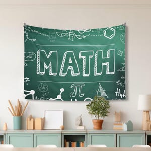 Math Classroom Tapestry, Gift For Math Teacher, Mathematics Gift, Math Lover Gift, Math Posters, Blackboard Mathematical Formulae Tapestry