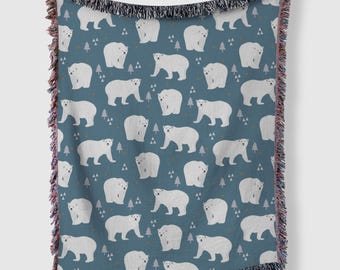 Manta navideña de oso, manta navideña escandinava, decoración navideña tradicional con estampado de oso para sala de estar, tapiz de oso polar