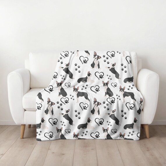 Boston Terrier Blanket, Dog Mom Gift, New Puppy Present, Velveteen
