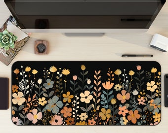 Darkcore Cottage Matte, Florale Schreibtischmatte, Botanische Maus Pad, Vintage Schreibtischmatte, Wildblumen Mousepad, Natur Schreibtischdekoration, Garten Schreibtischunterlage, Gamer