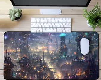 Ghostly Cyberpunk Gaming Mouse Pad XL, Gamer Desk Mat Mousepad XXL, Mini Mousepad, RGB Mousepad, Card Playmat mtg, Cyberpunk futurista