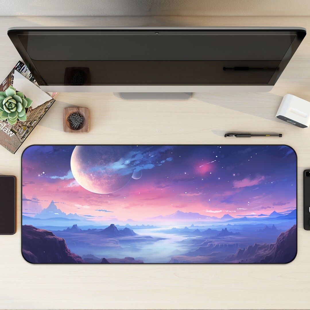 Pastel Space Desk Mat, Stars and Galaxies, Nebula View, Celestial Theme ...