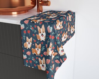 Ręcznik dla psa Corgi, prezent dla Corgi na Walentynki, ręcznik do rąk dla psa Corgi, Corgi na Dzień Matki, szczeniak Corgi, pomysł na prezent dla psa Pembroke Welsh Corgi, ściereczka kuchenna dla Corgi
