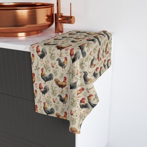 Chicken Hand Towel, Chicken Gift, Kitchen Bathroom Decorative Towel, Tea Towel, Hostess Housewarming Gift, Homesteading Home Decor, Rooster