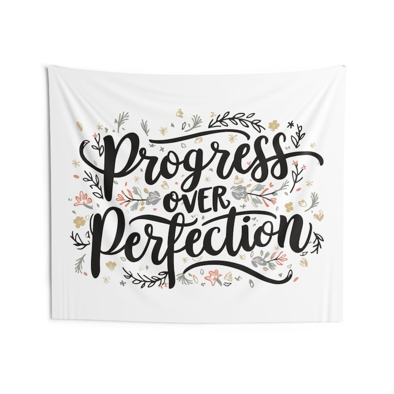 Klassenzimmer Wandteppich, Fortschritt über Perfektion, BOHO Klassenzimmer Dekor, Lehrer Dekor, Klassenzimmer Dekor, Motivationsthema, Innenwandteppich Bild 5
