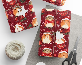 Guinea Pig Christmas Wrapping Paper, Guinea Pig Gift Wrap, Guinea Pig Mom, Custom Guinea Pig Plush Paper for Guinea Pig Lover, Rodent Wrap