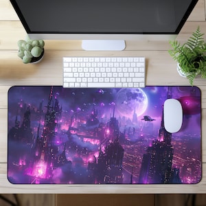 Ghostly Cyberpunk Gaming Mouse Pad XL, Gamer Desk Mat Mousepad XXL, Mini Mousepad, RGB Mousepad, Card Playmat mtg, Futuristic Cyberpunk