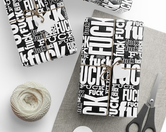 Funny F Word Gift Wrap Annoying Christmas Wrapping Paper Joke Gag Gift Wrap Rude Wrapping Paper White Elephant Adult Wrapping Paper Fword