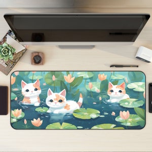 Cute Cat Desk Mat, Animal Desk Mat, Gaming Mouse Pad, Large Mousepad, Anime Desk Mat, Desk Pad for Work, Game Office Home XL, Cat Lover Gift