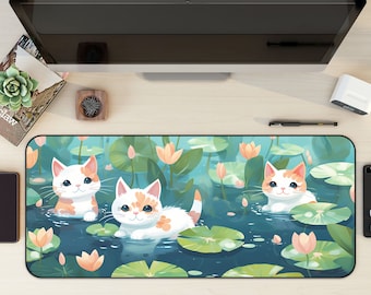 Cute Cat Desk Mat, Animal Desk Mat, Gaming Mouse Pad, Large Mousepad, Anime Desk Mat, Desk Pad for Work, Game Office Home XL, Cat Lover Gift