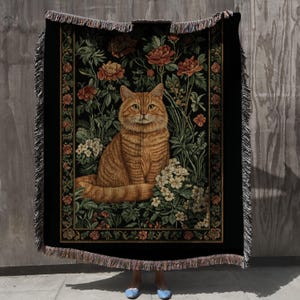 Orange Katzendecke, Katzenliebhaber Geschenk, gewebte Decke, Orange Tabby Wandteppich, Katzen Geschenk, Haustier Decke für Katzenliebhaber, Katzenmutter, Ginger Tabby