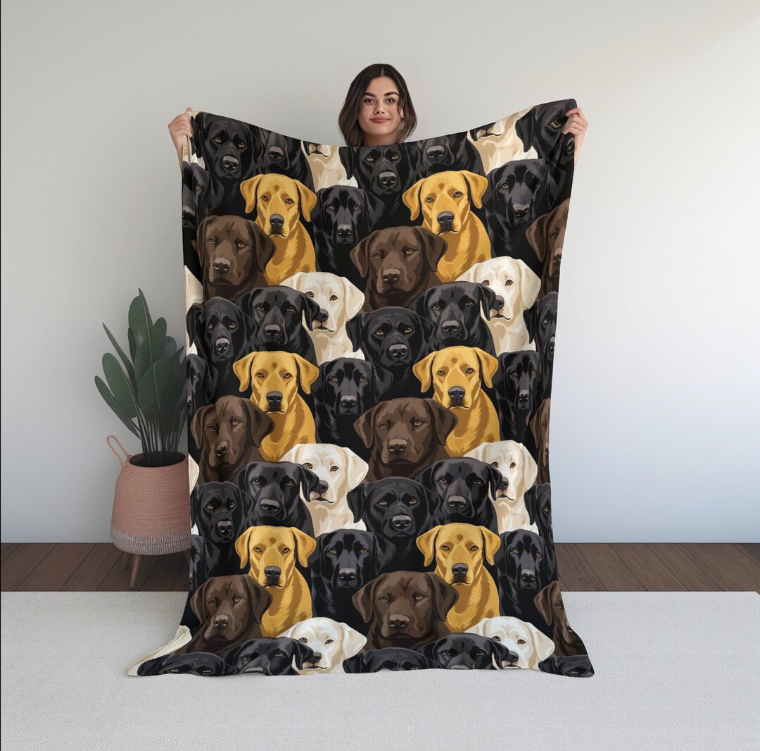 Lab Blanket Gift for Labrador Mom, Labrador Silhouette Hunting, Black ...