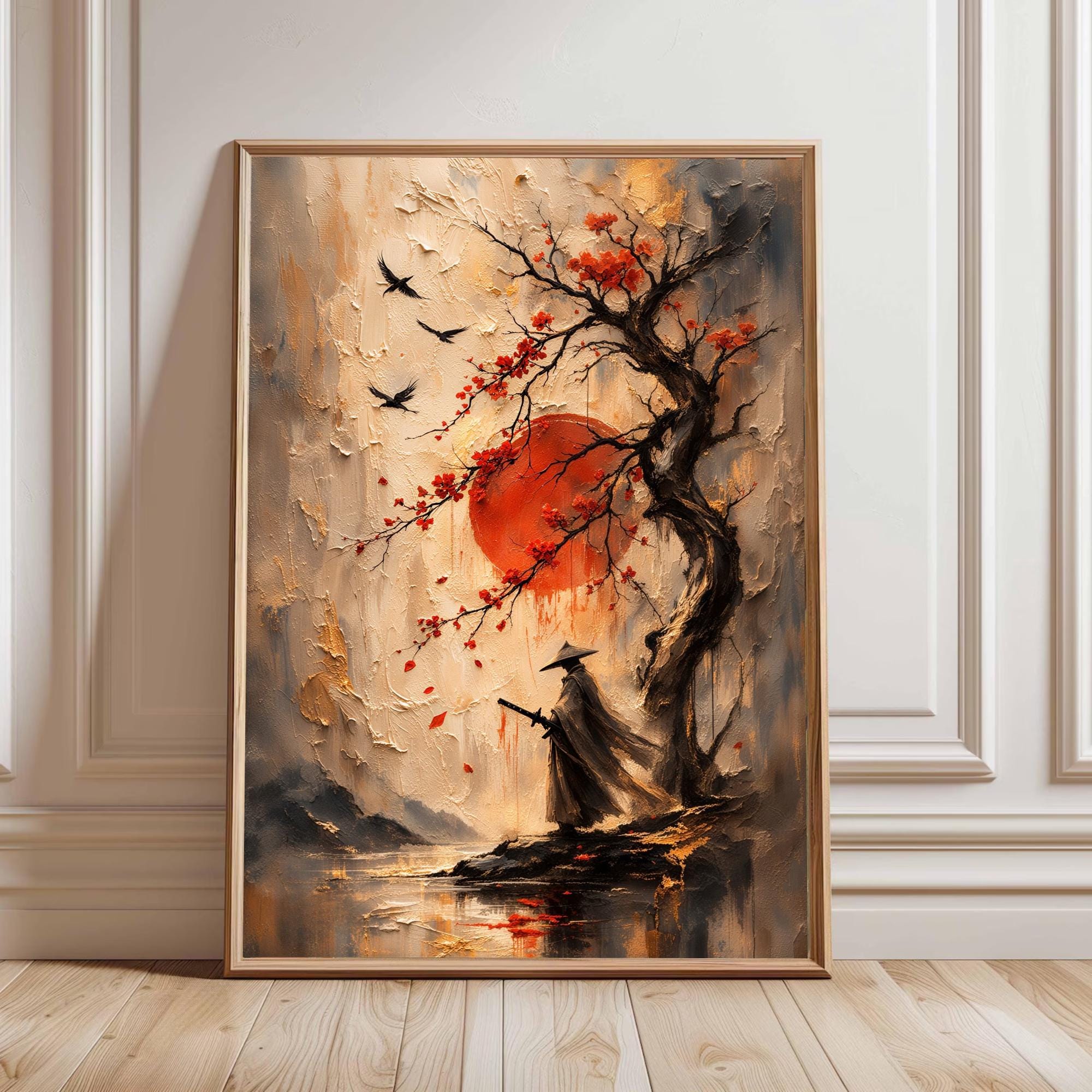 Japanese Red Sun Wall Art - Etsy