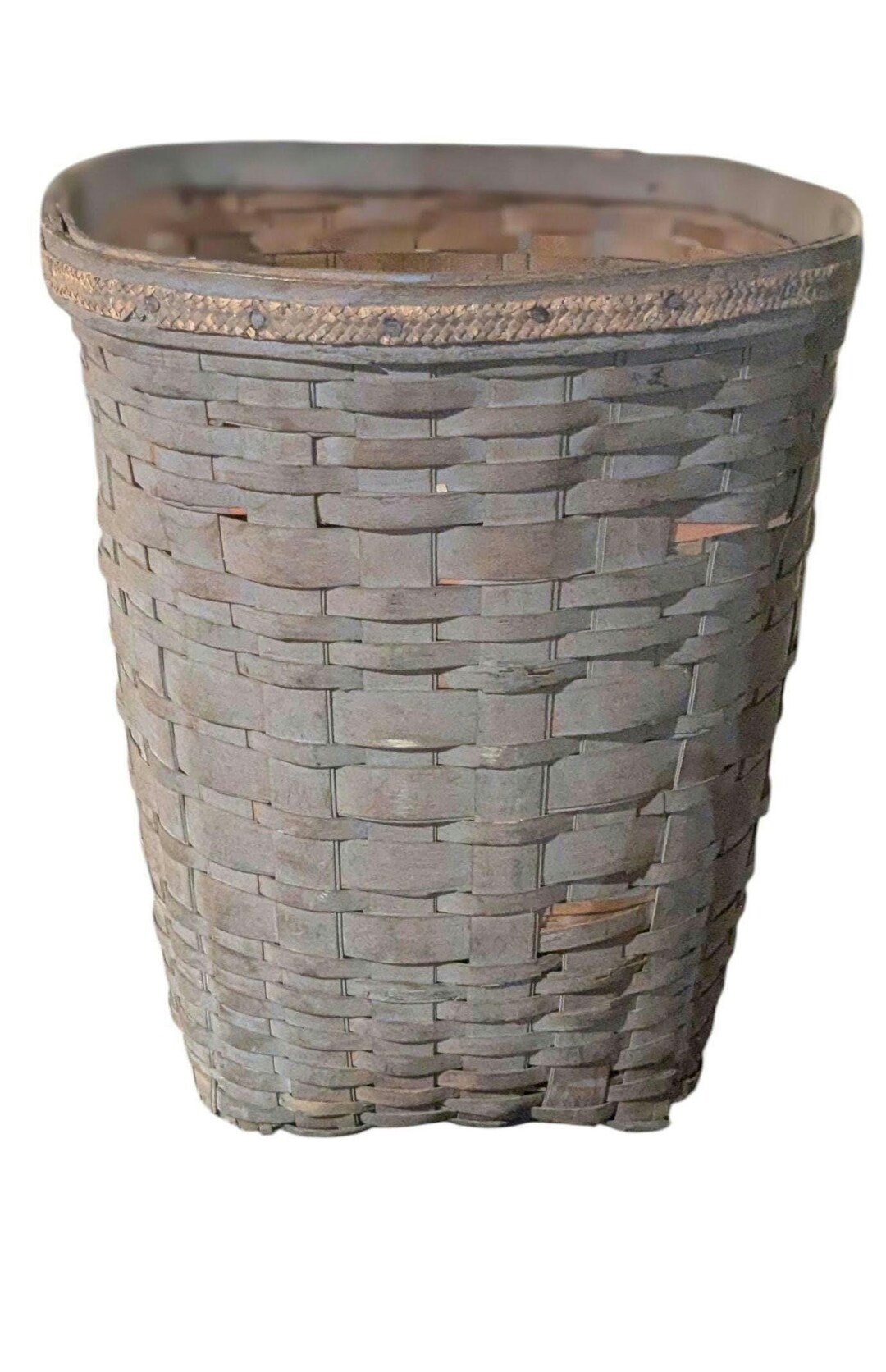 Antique Handwoven Splint Waste Basket – Rustic Primitive Farmhouse ...