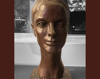 Reserved for GK - Female bronze bust Portrait on Marble Base by French sculptor Guillaume Chastel