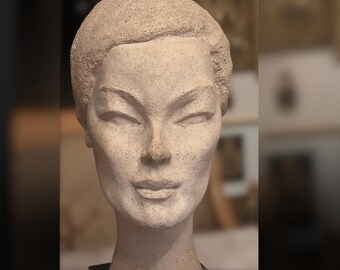 Reserved for GK  Original French mid-century Modern Plaster decorative Female Bust