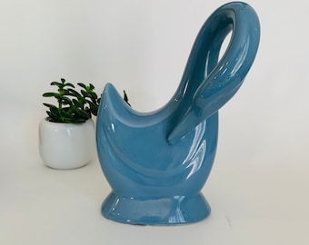 Vintage Ceramic Swan - Jaru California Pottery Swan Figurine - Periwinkle Blue Swan - MCM Bird Swan Figurine -1950s