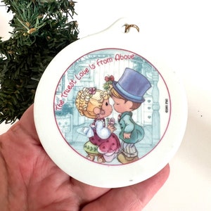 Vintage Precious Moments The Truest Love is From Above Christmas Ornament - One Good Turn Deserves Another  - Porcelain Christmas Ornament