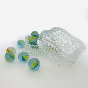 Vintage Clear Glass Jewelry Box - NOS Candy, Jewelry, Trinket Box - Made in Italy