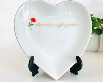 Vintage Designers Collection Love Talk Heart Shaped Porcelain Candy, Trinket Dish - Love Makes Everything Sweeter Jewelry Holder