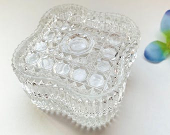 Vintage Clear Glass Jewelry Box - NOS Candy, Jewelry, Trinket Box - Made in Italy