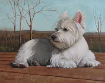 Westie West Highland Terrier giclee print art pet portrait