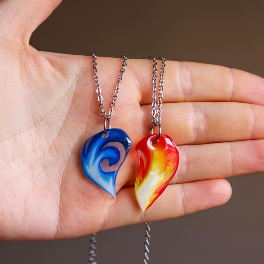 2 pezzi collana a cuore per coppie gioielli da donna regalo