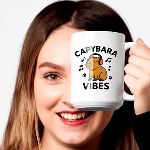Capybara Mug 15 oz – Cute Animal Coffee Cup – Funny Capybara Gift – Ceramic Capybara Lover Mug – Kawaii Capybara Drinkware - mugs