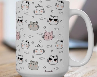Playful Kitten Ceramic Coffee Mug, Cat Lover Gift