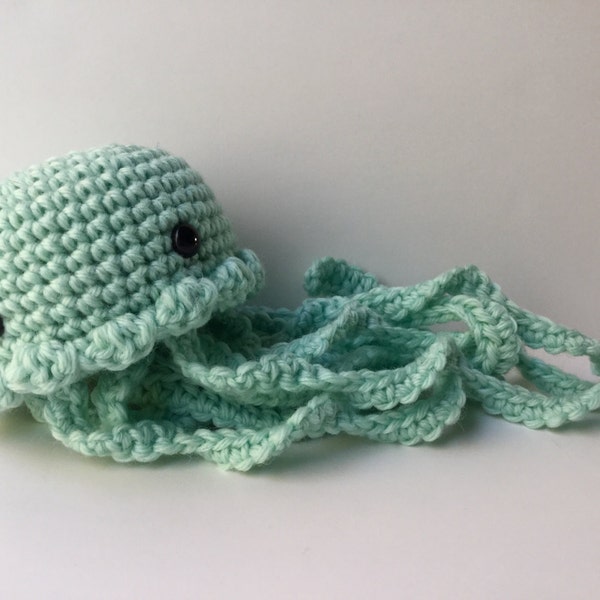 Amigurumi Crochet Mint Green Jellyfish Plush Toy Kawaii Plush Jellyfish Gift Under 25 Nursery Decor Stuffed Animal Jellyfish Stuffie Toy