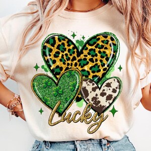 Lucky St. Patrick&#39;s hearts png sublimation design download, St. Patrick&#39;s Day png, western lucky png, lucky png, sublimate designs download