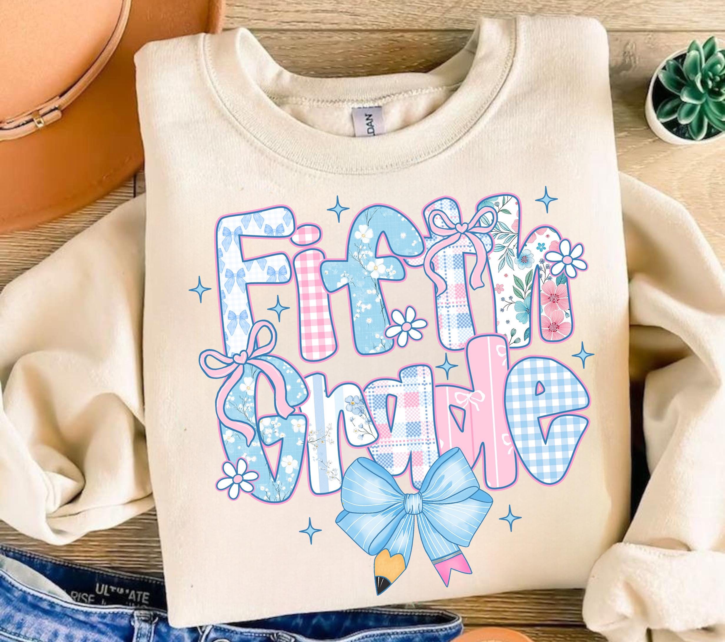 Fifth Grade PNG, Preppy Back to School Floral PNG, First Day Of School png, Preppy School png, School png, Kids Shirt, Sublimation