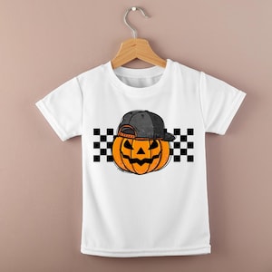 Spooky Dude PNG, Pumpkin Face Halloween PNG, Boy Halloween Png, Fall Png Shirt, Checkered Pumpkin, Spooky Season, Kids Halloween Sublimation