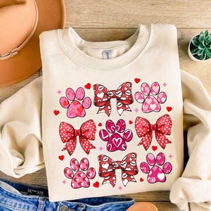 Dog Valentine Coquette Png, Dog Mom Png, Valentine&#39;s Day Png, Dog Paw Print Heart Png, Valentine Shirt Design, Dog Lover Gift, Dog Valentine