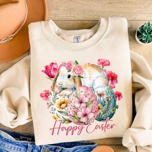 Happy Easter PNG, Easter PNG, Retro Easter Png, Easter Bunny Png, Easter Coquette Png, Floral Spring Png, Brushstroke Easter, Sublimation