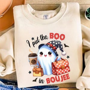 Puse el abucheo en Boujee Png, Coquette Halloween PNG, Otoño PNG, Temporada espeluznante Png, Calabaza Png, Halloween Mama Png, Diseño de camiseta de sublimación