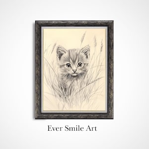 Printable Cute Cat Wall Art Nursery Print Digital Download Baby Room Decor Printable Wall Decor Girls Room Art for Cat Lovers and Kids Gift