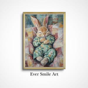 Cute Bunny Printable Wall Art for Kids Room Digital Download Nursery Decor Gift for Children Baby Shower Whimsical Rabbit Artwork Wall Art