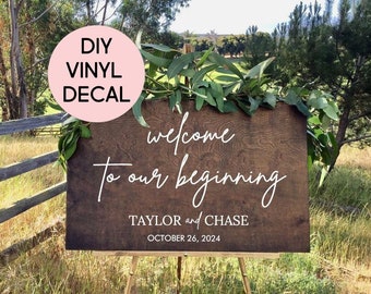 Welcome to Our Beginning Decal Welcome to our Wedding Decal Welcome Sign Decal Custom Wedding Decal Mirror Decal DIY Vinyl LETTERING ONLY