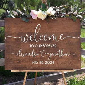 Rustic Wedding Welcome Sign, Welcome Wedding Sign, Welcome to Our Happily Ever After Sign, Easel Wedding Sign, Custom Easel Sign, Easel sign