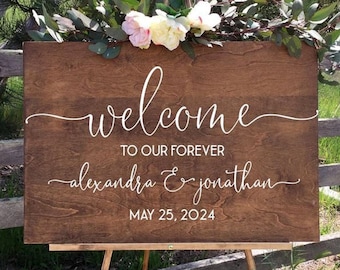 Welcome to Our Forever Sign, Welcome Wedding Sign, Rustic Wedding Welcome Sign, Wedding Easel Sign, Custom Easel Sign,Wedding Welcome Sign